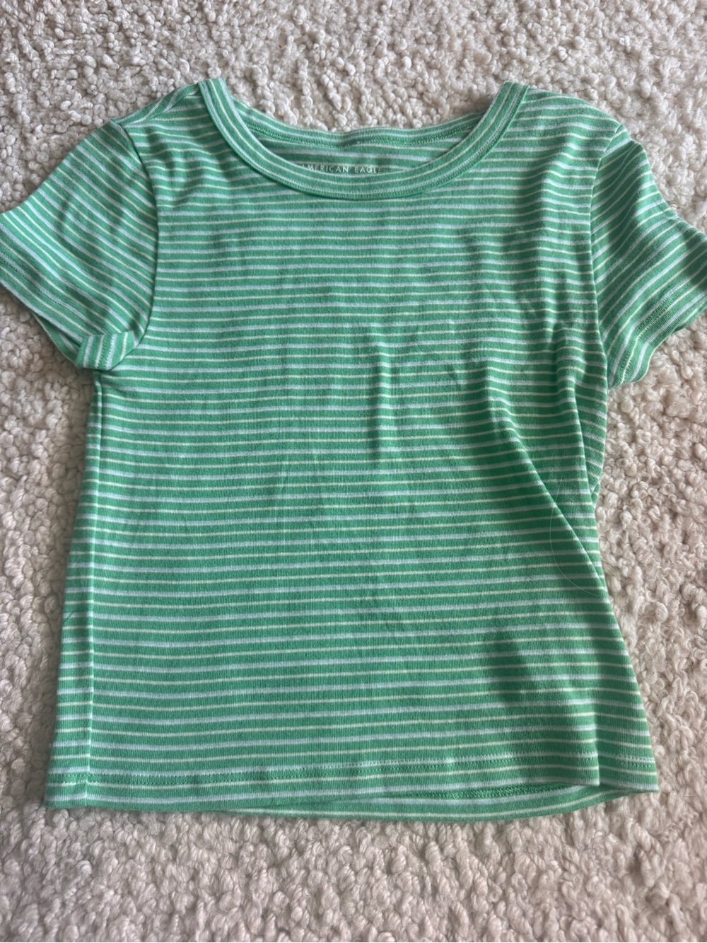 American Eagle Outfitters Green and White Striped Short Sleeve Tee - Picture 3 of 3